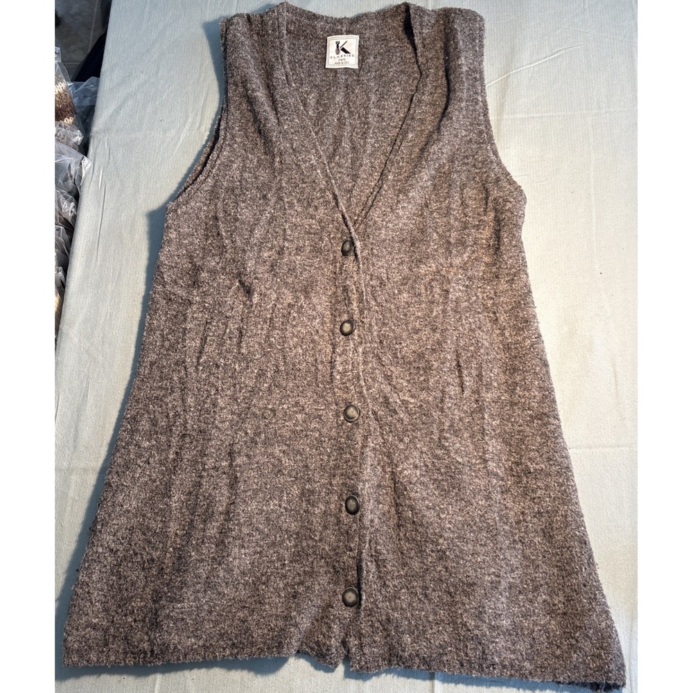PBK Classics Men Gray Wool Blend Button Front Sweater Vest Made in Italy L